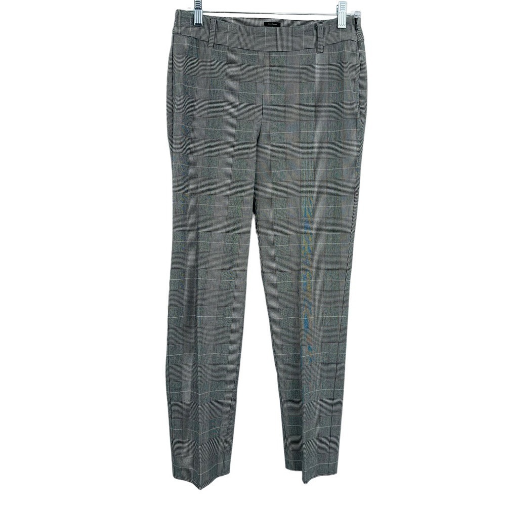 Talbots chatham plaid pants slim leg ankle length black red women's size 2